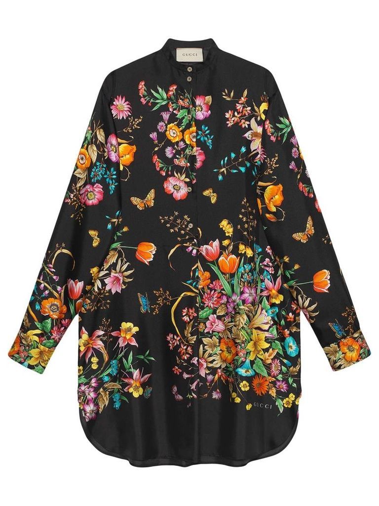 Gucci Silk dress with flowers - Black