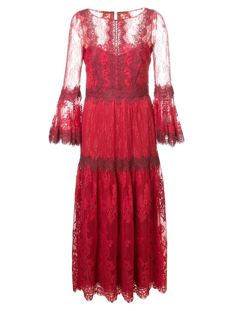 Marchesa Notte lace midi dress - Red