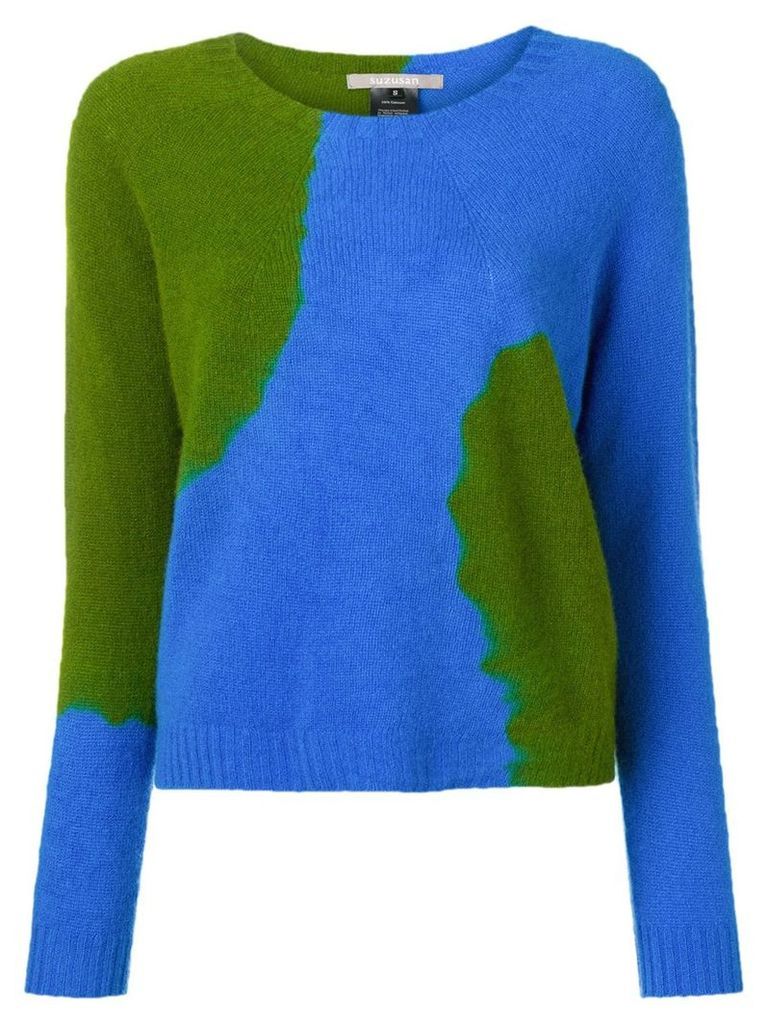 Suzusan cashmere two-tone sweater - Blue