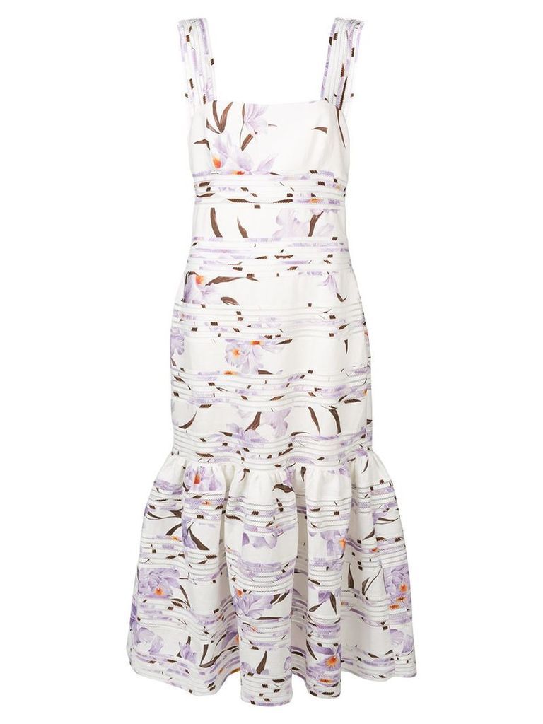 Zimmermann pleated floral dress - White