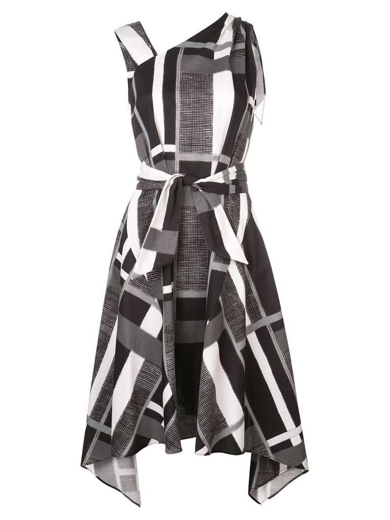 Josie Natori taisho stripe belted dress - Black