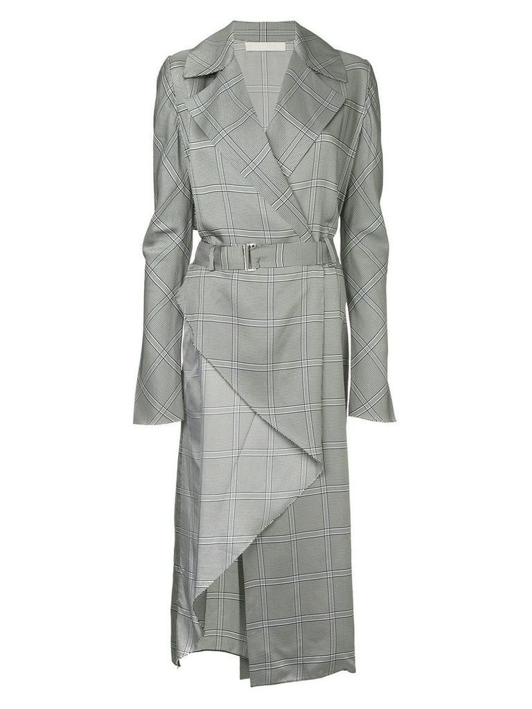 Dion Lee check wrap trench-dress - Blue