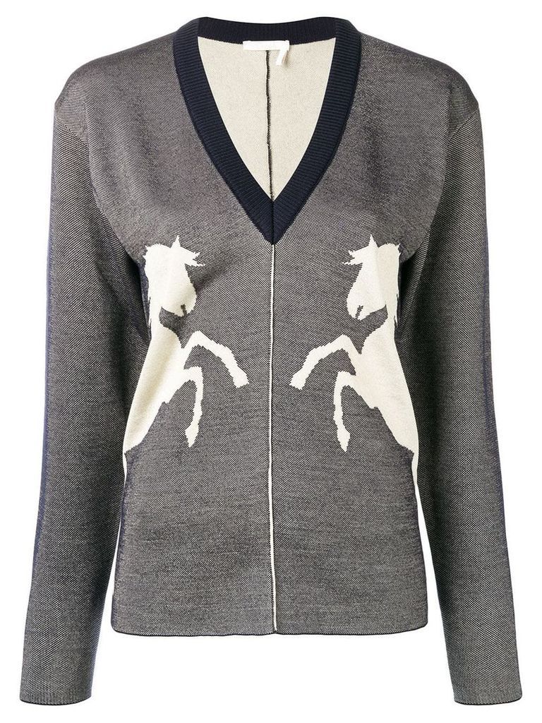 Chloé horse embroidered sweater - Blue