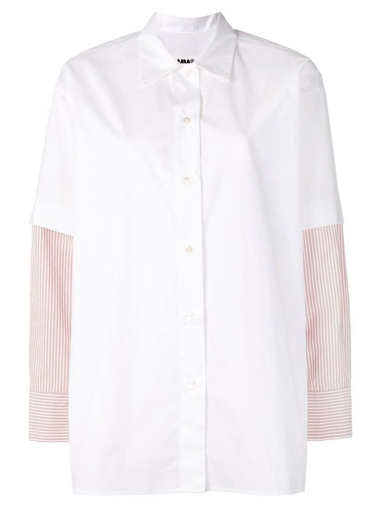 Mm6 Maison Margiela striped sleeve shirt - White