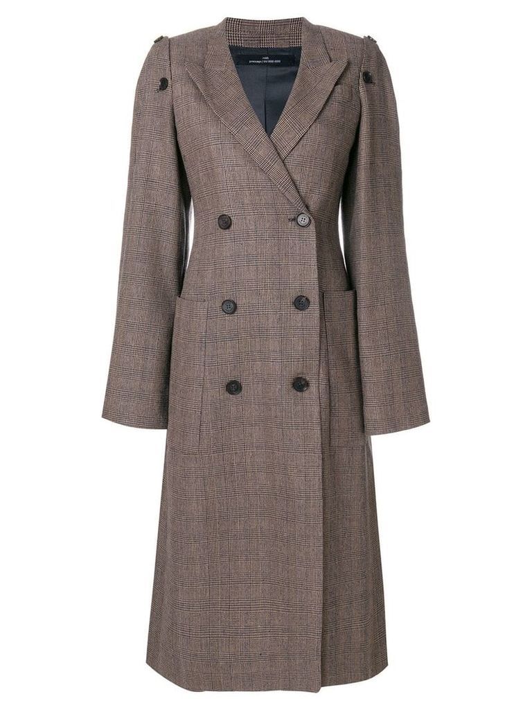 Rokh checked double breasted coat - Brown