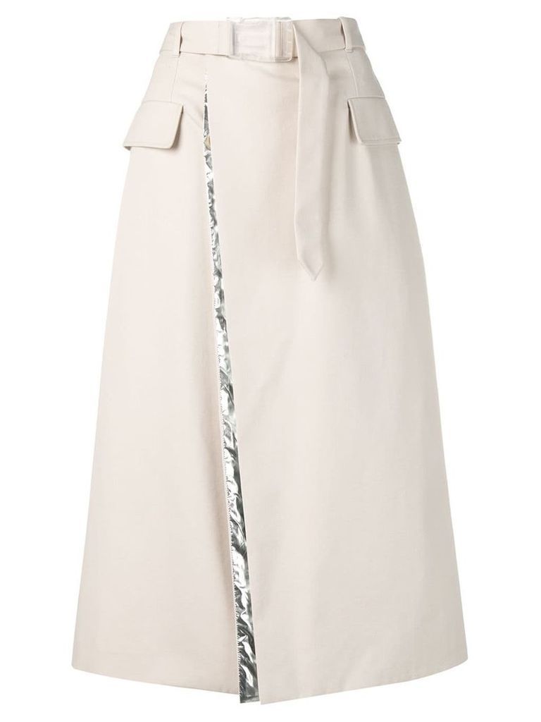 Maison Margiela belted A-line skirt - NEUTRALS