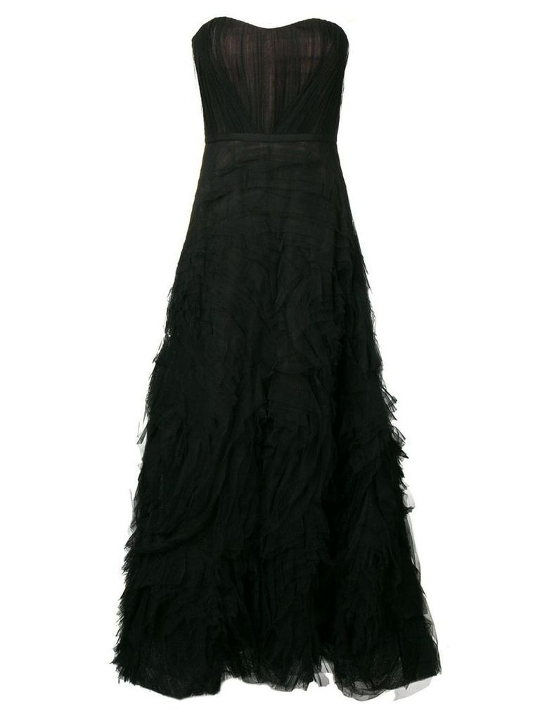 Marchesa Notte strapless textured tulle gown - Black