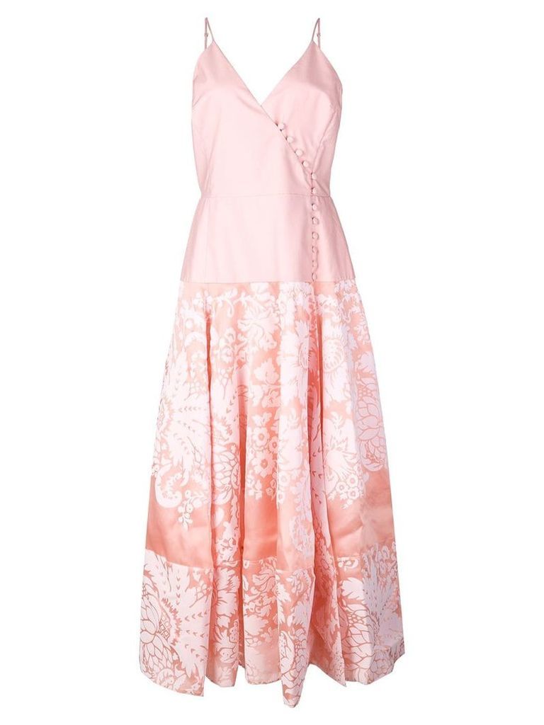 Rosie Assoulin damask wrap front midi dress - PINK