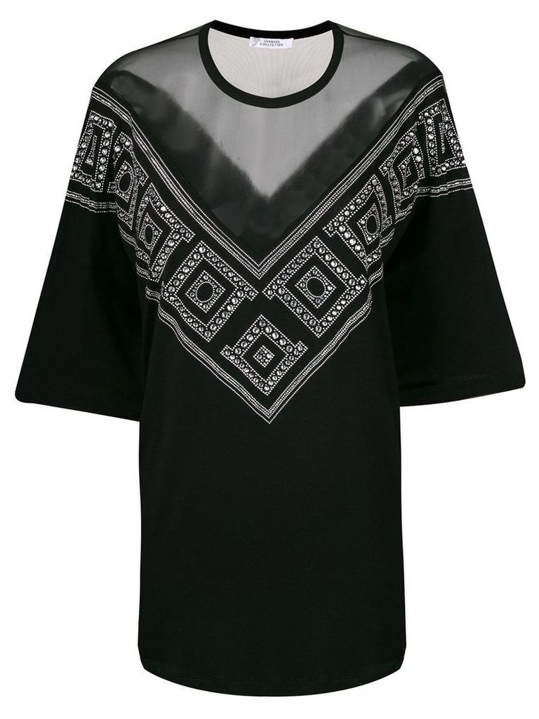 Versace Collection sheer embellished blouse - Black