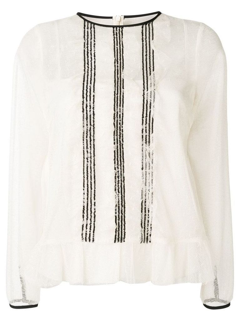 Red Valentino sequinned tulle blouse - NEUTRALS