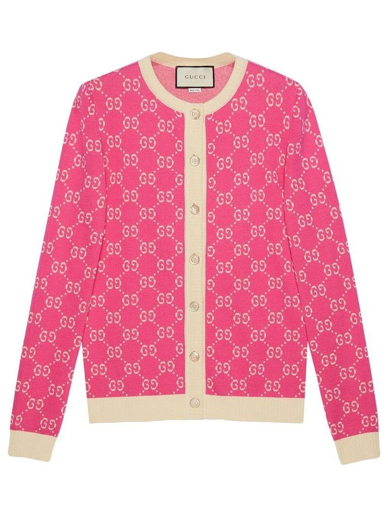 Gucci GG jacquard cotton cardigan - Pink