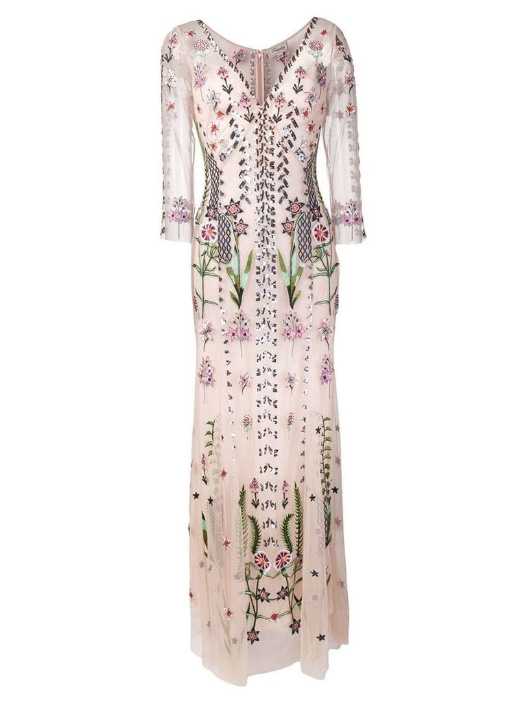 Temperley London floral embroidered evening dress - PINK