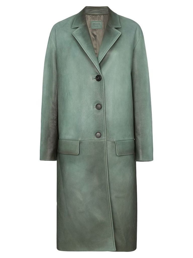 Prada Napa leather coat with rear belt - Green