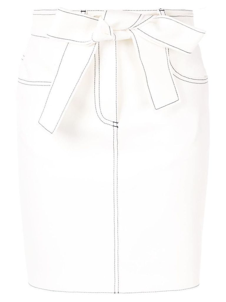 MSGM contrast stitch skirt - White