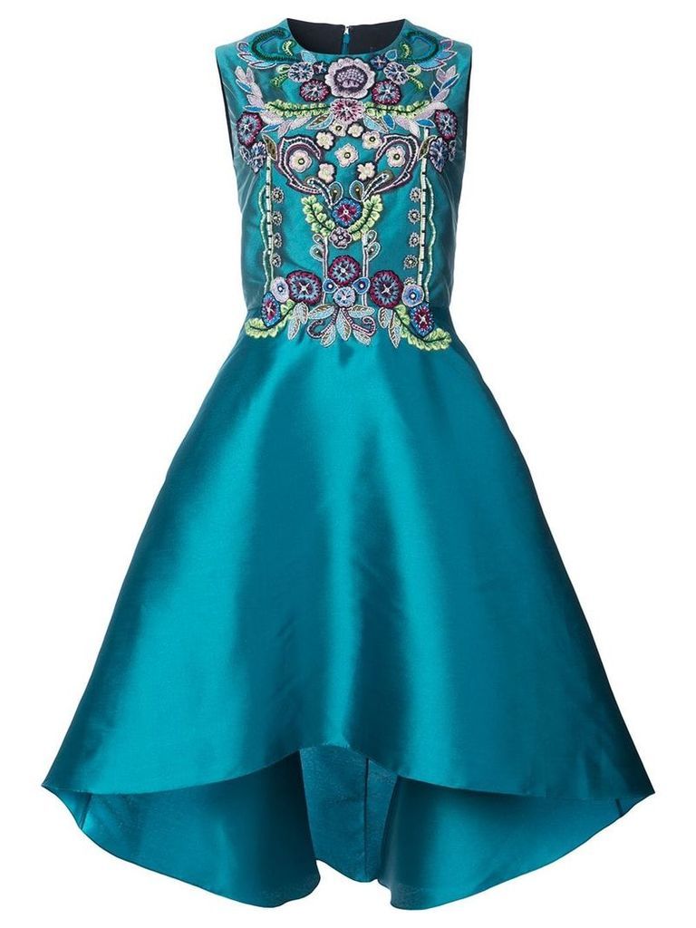 Marchesa Notte high-low embellished dress - Blue
