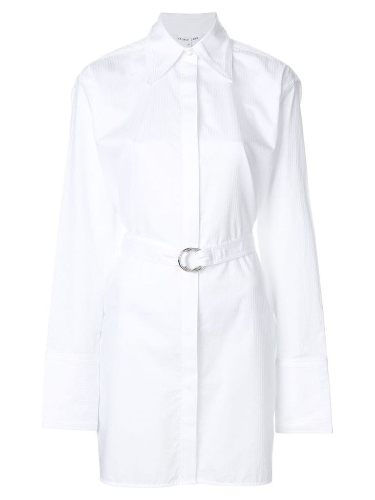 Helmut Lang longline belted pinstripe shirt - White