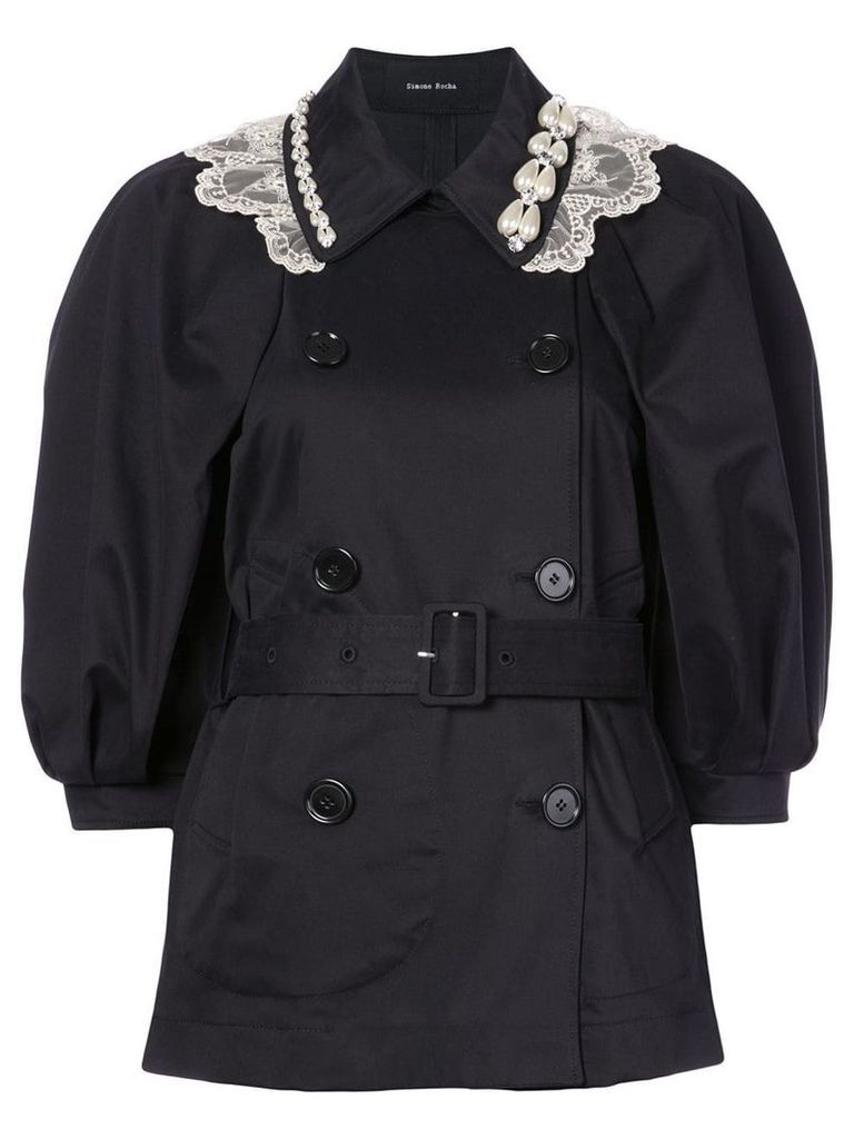 Simone Rocha double-breasted belted coat - Black