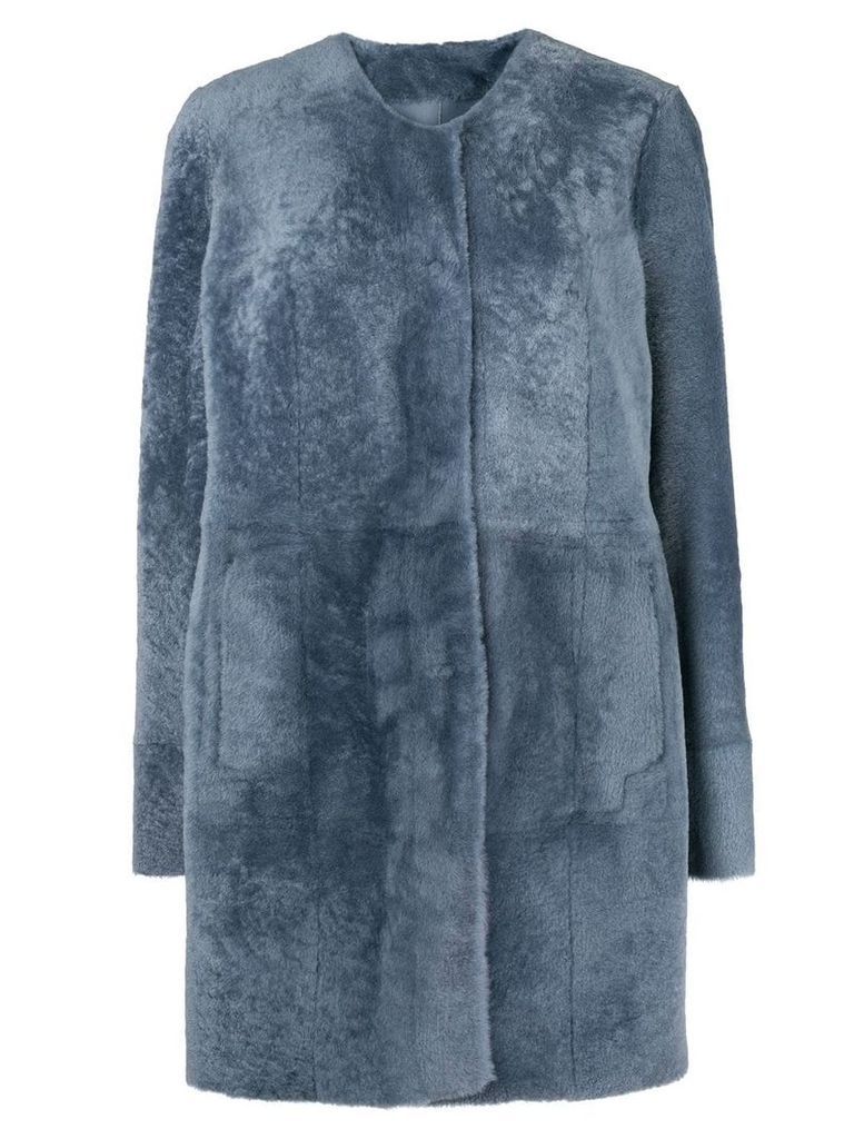 Drome press stud fur coat - Blue