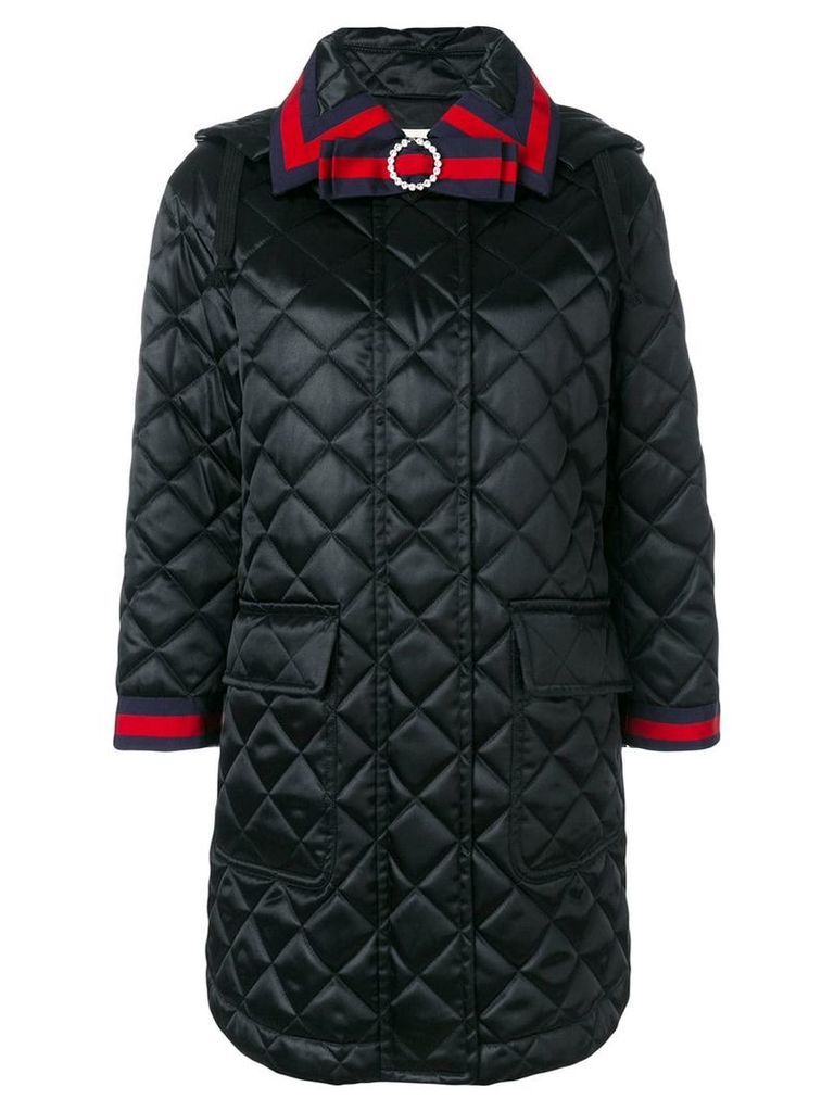 Gucci quilted hooded coat - Black