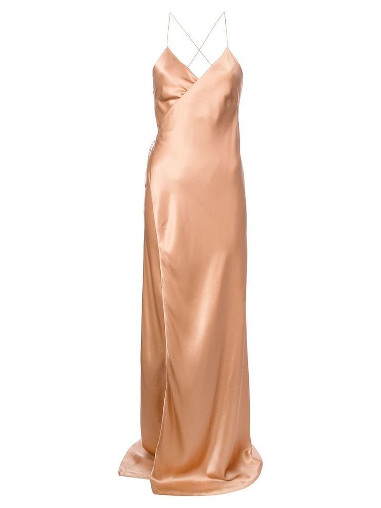 Michelle Mason strappy wrap gown - Yellow