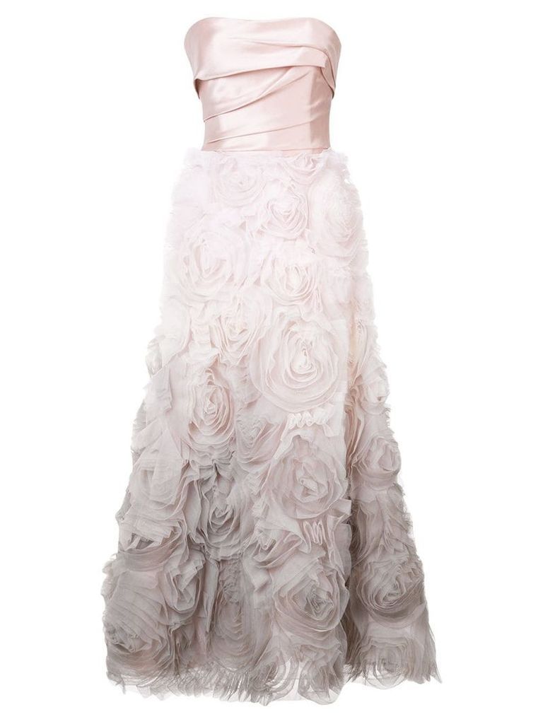 Marchesa Notte strapless ombré gown - PINK