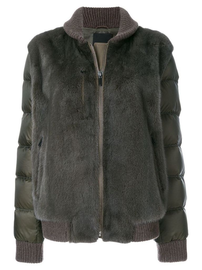 Liska fur detail jacket - Brown