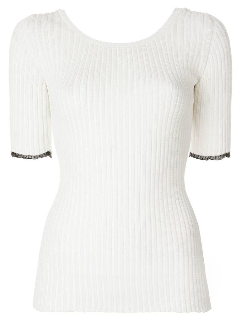 Proenza Schouler Ribbed Scoop Back Top - White