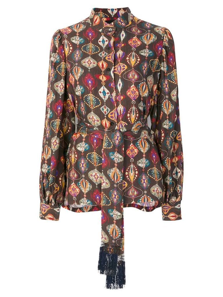 Michel Klein abstract-print silk blouse - Brown