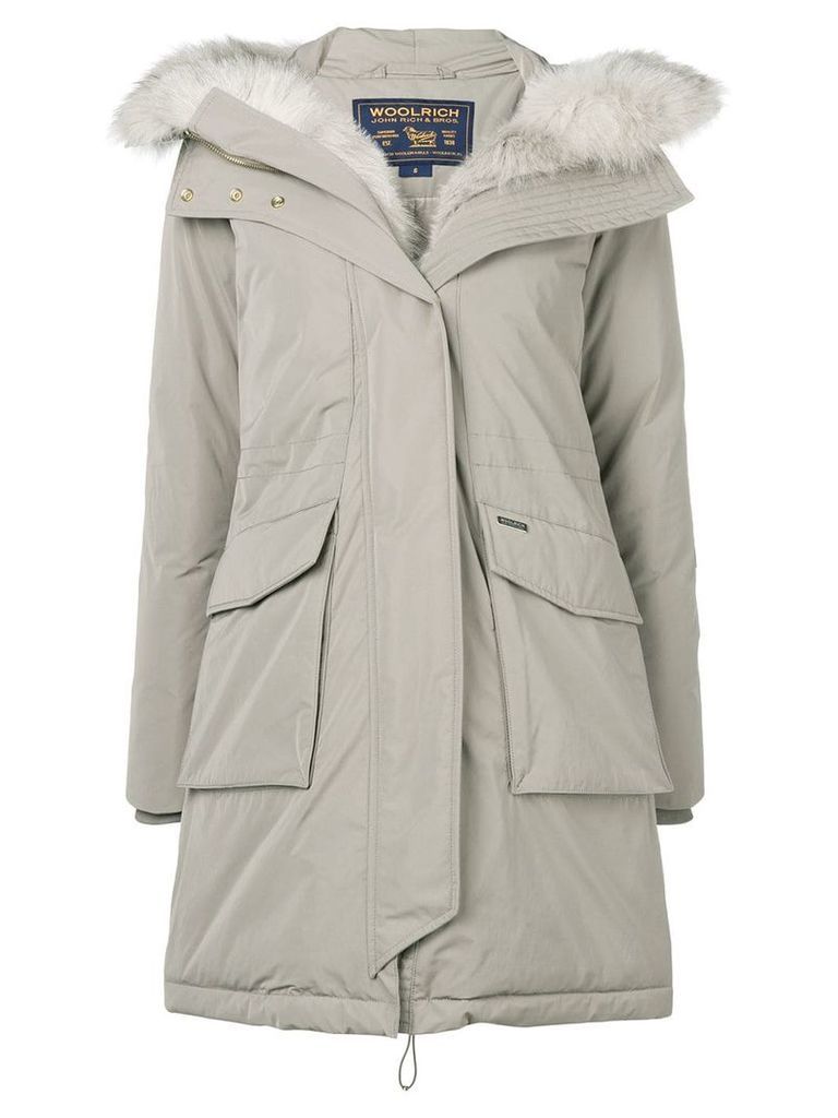 Woolrich feather down hooded coat - Grey