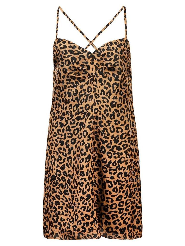 Michelle Mason leopard print mini dress - Brown