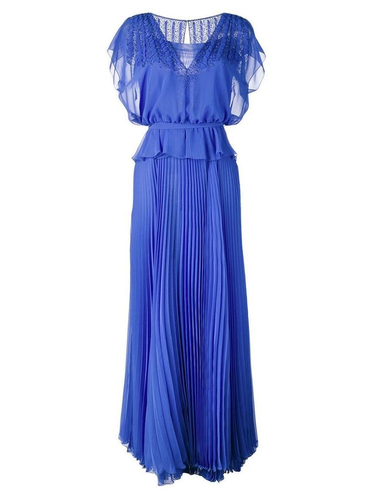 Talbot Runhof pleated skirt layered gown - Blue