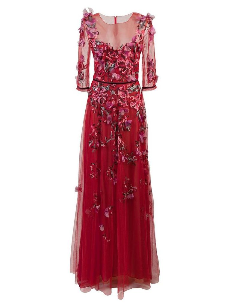 Marchesa Notte embroidered floral tulle gown
