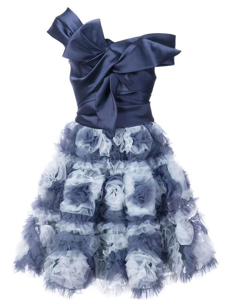 Marchesa Notte floral skirt flared dress - Blue