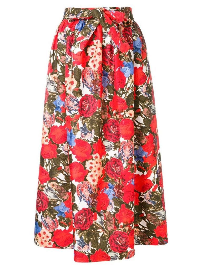 Marni floral print A-line skirt - Red