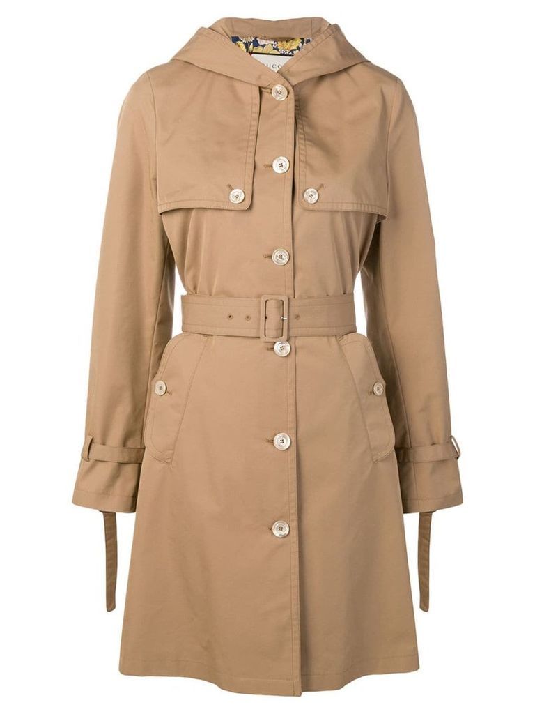 Gucci hooded trench coat - Brown