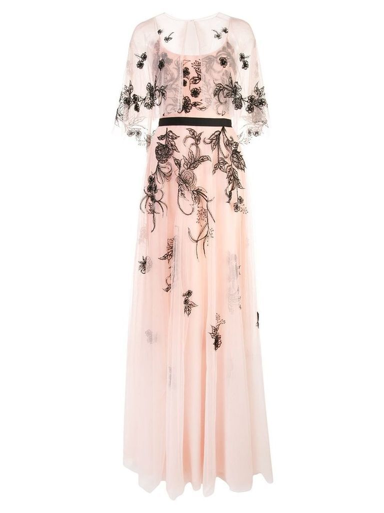 Marchesa Notte long embroidered gown - PINK
