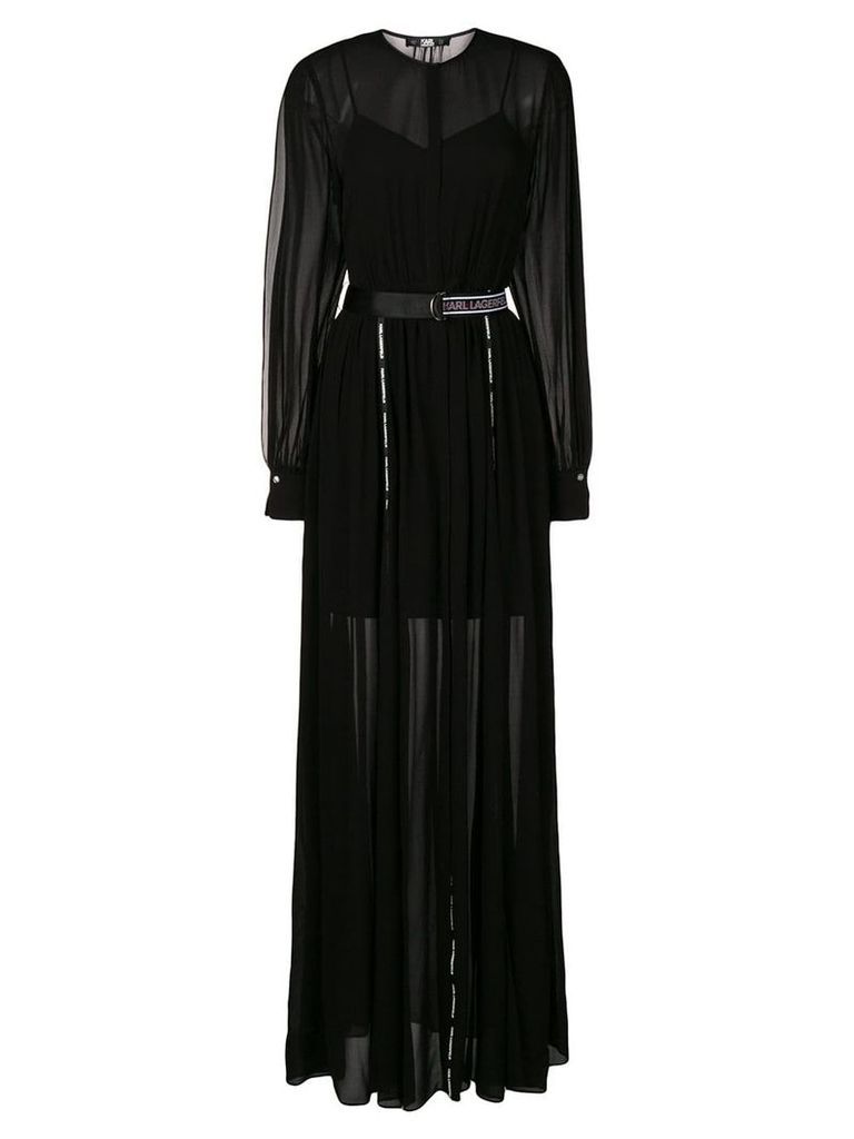 Karl Lagerfeld belted maxi shirt dress - Black