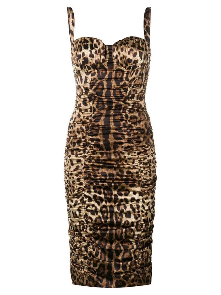 Dolce & Gabbana leopard print midi dress - NEUTRALS