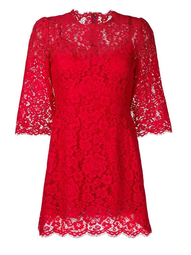 Dolce & Gabbana floral lace mini dress - Red