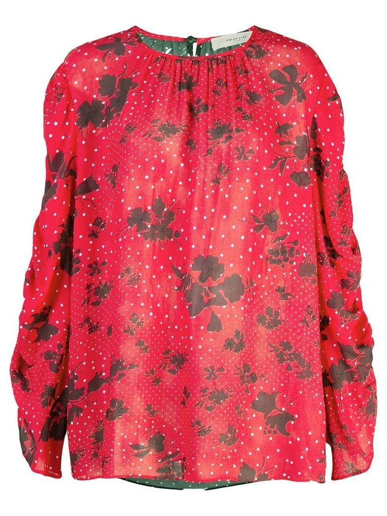 Preen Line mixed-print blouse - Red
