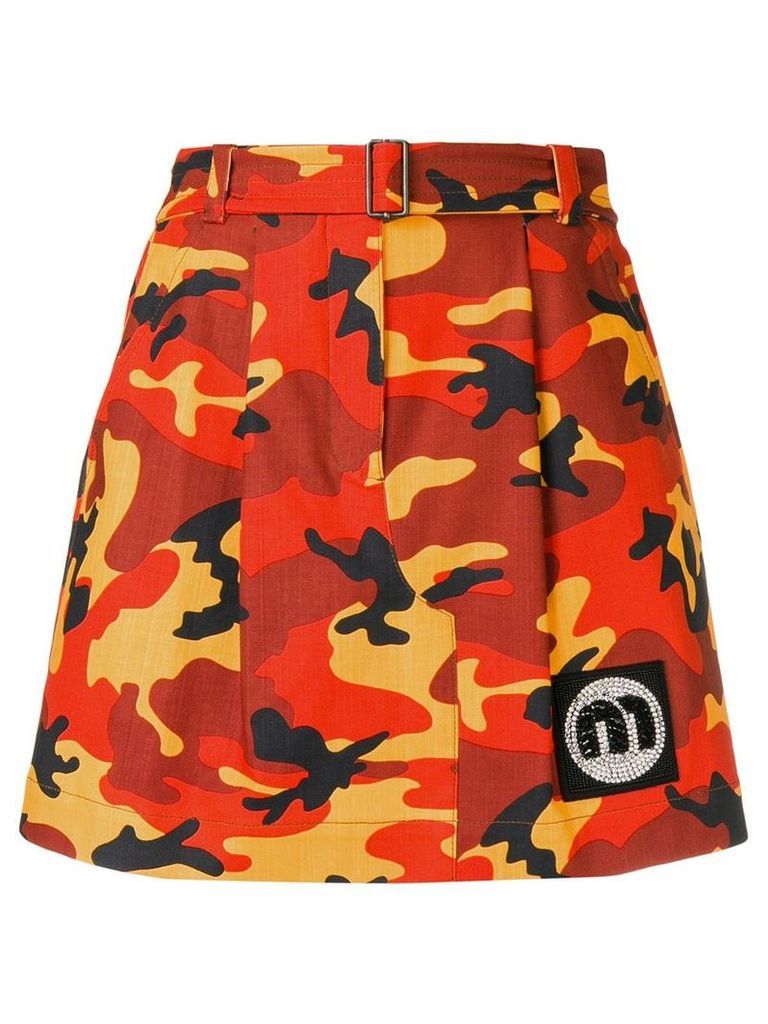Miu Miu camouflage mini skirt - ORANGE