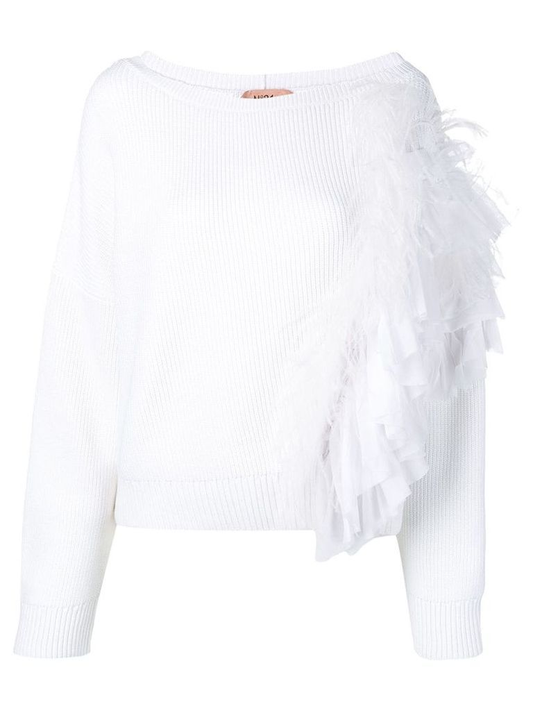 N°21 ruffle trim sweater - White