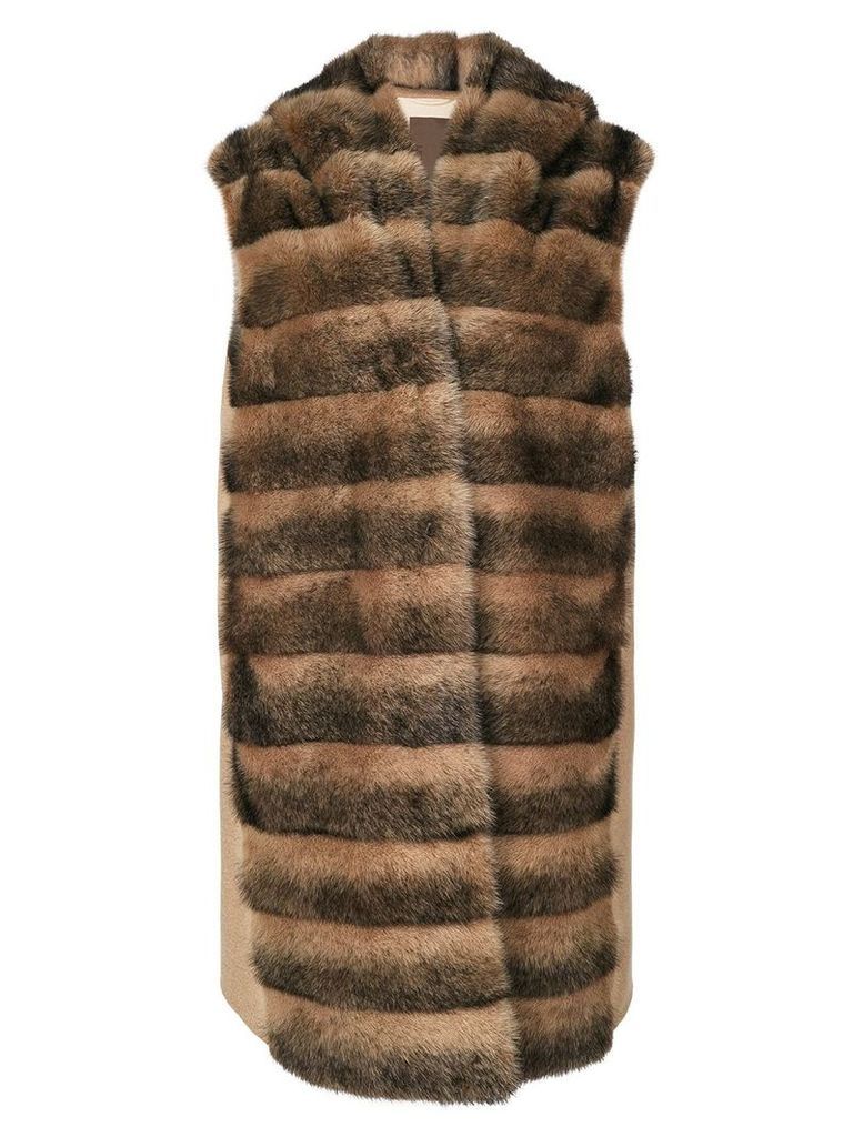 Liska fur detail coat - Brown