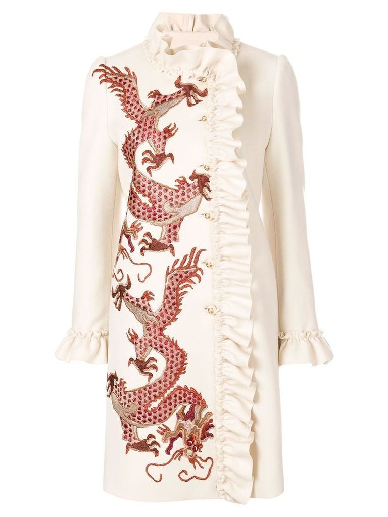Gucci coat with embroidered dragons - Neutrals