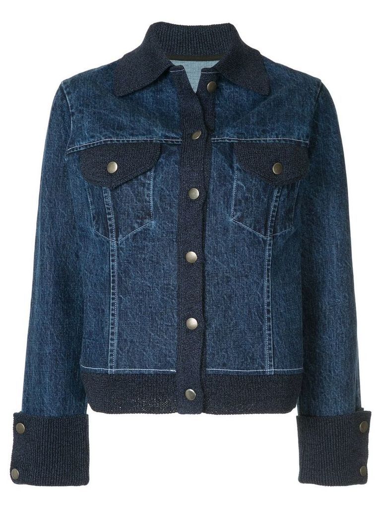 Onefifteen knitted trim denim jacket - Blue