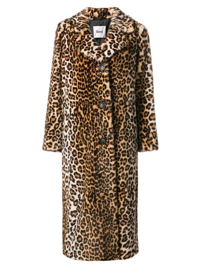 Stand oversized leopard print coat - Neutrals
