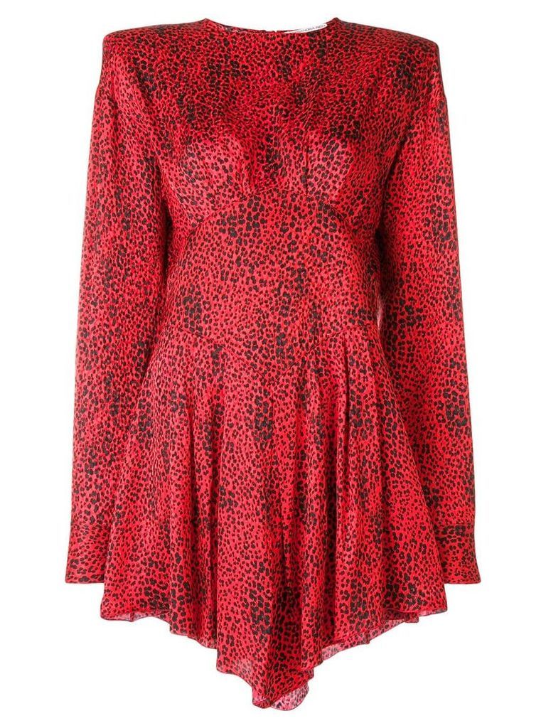 Alessandra Rich pleated leopard pattern dress - Red