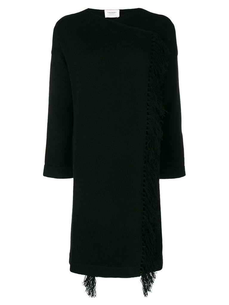 Snobby Sheep fringed knitted long sweater - Black