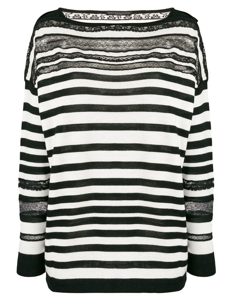 Ermanno Scervino striped sheer detail sweater - Black