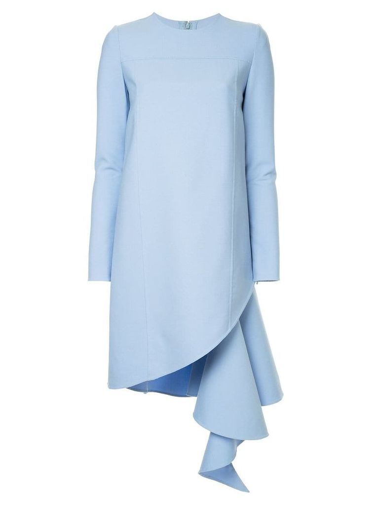 Oscar de la Renta long sleeve asymmetric dress - Blue
